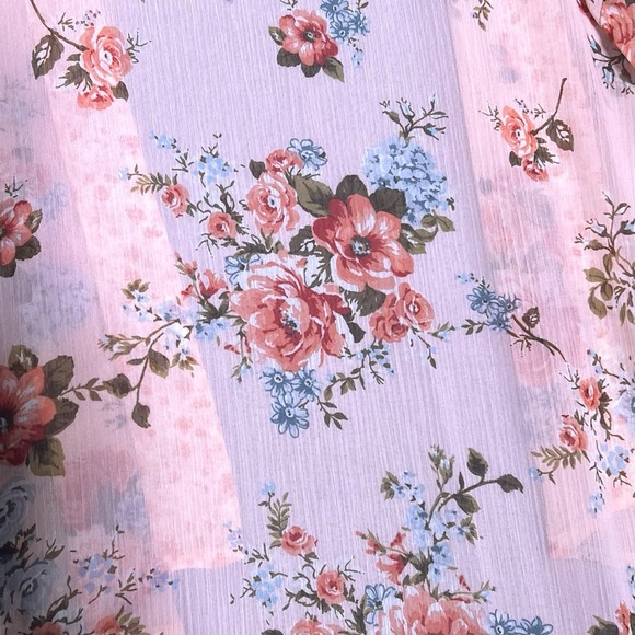 BOG Collective Kimono‎ Duster Cardigan Womens XS/S Pink Floral Hi Lo Sheer Open - Picture 5 of 14